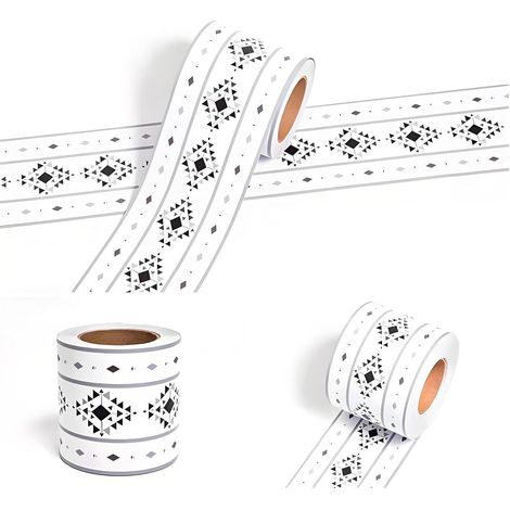 Bordure de papier peint K17 Décoration Murale Amovible Frise Murale Autocollant Papier Peint Autocollant Imperméable en PVC Plinthe Autocollant 12cm X 500cm
