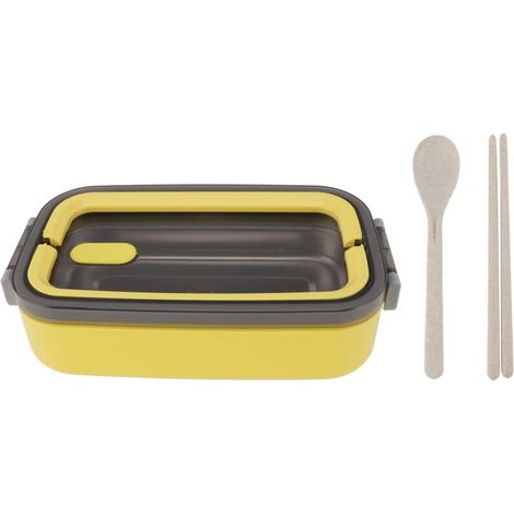 Boîte Bento Isotherme en Acier Inoxydable 304 Anti-Fuite pour Déjeuner - Bureau, École, Étudiants - Jaune (1/4)