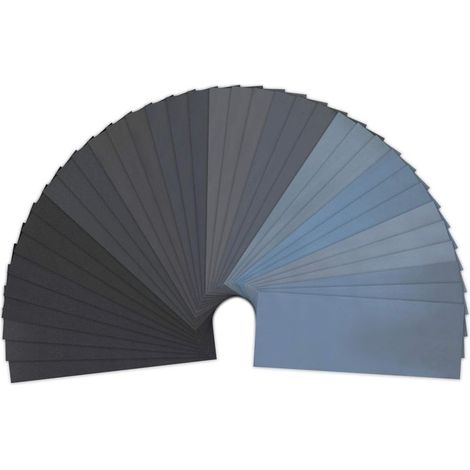 Lot de 36 feuilles abrasives 23 x 9.3cm Assortiment grains 320 à 5000 Pour ponçage bois, métal et plastique Durable et antistatique (1/5)