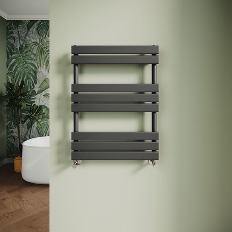 ELEGANT Modern Central Heating Towel Radiator Bathroom Flat Panel Heated Towel Rail 800x600mm Black