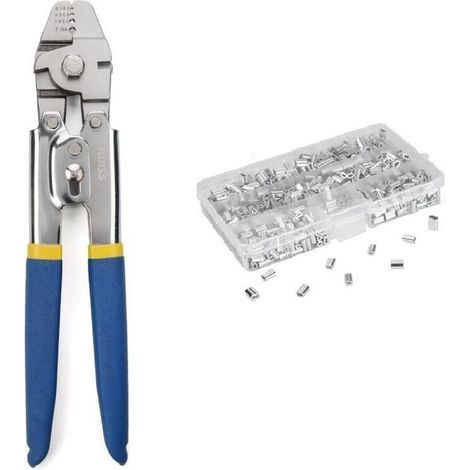 Crimping tool for wire rope up to 2.2 mm with 600 double barrel aluminum crimping sleeves in 3 sizes - LIAIKI (1/5)