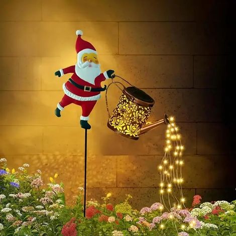 Arrosoir Solaire - Décoration Extérieure avec LED - Figurine Père Noël en Forme d'Arrosoir pour Jardin Pelouse Cour - 1 Pièce (1/5)