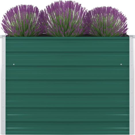Jardinière de jardin - Balconnière à fleurs 100 x 100 x 77 cm Acier galvanisé Vert BV912993 - BonneVie (1/5)