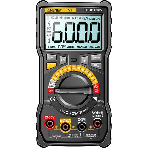 Tester digitale con 6000 conteggi, tensione 2000 V, CA/CC, amperometro, NCV, protezione da surriscaldamento