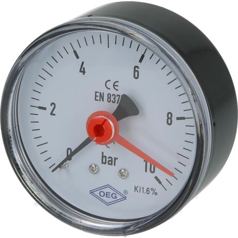 Manomètre solaire axial 1/4'' - 0-10 bar - max 130°C - Ø63mm