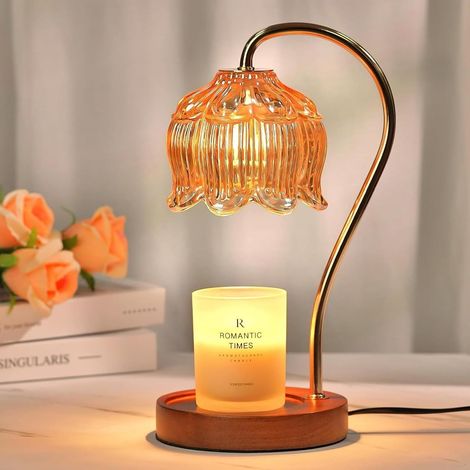 Chauffe-bougie électrique avec minuterie et 2 ampoules - Hauteur réglable - Pour anniversaire, Saint-Valentin, femme (marron) (1/5)