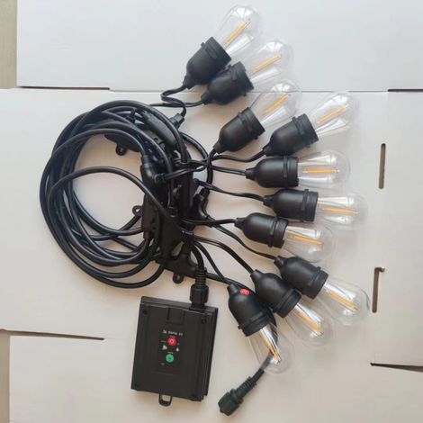 Guirlande lumineuse LED solaire d'extérieur - 15 m (15 guirlandes lumineuses), guirlande lumineuse S14, étanche, idéale pour les fêtes dans le jardin, sur la terrasse ou sur le pont [Classe énergétiqu