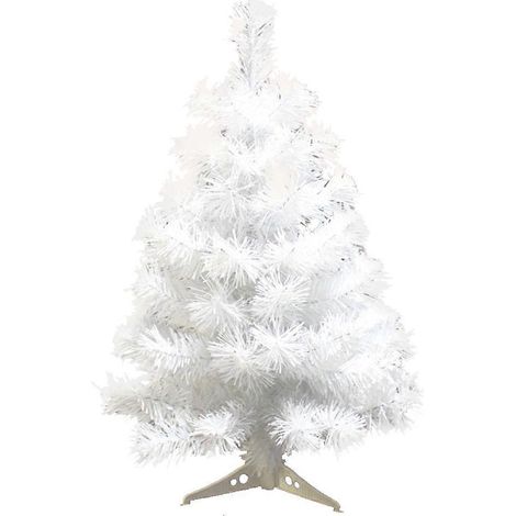 Sapin de Noël artificiel de 60 cm avec support en plastique pour décoration de Noël à la maison (blanc)-White