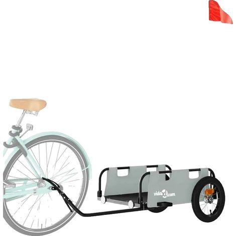 Remolque para bicicleta, material resistente, transporte seguro de animales, GRIS (1/2)