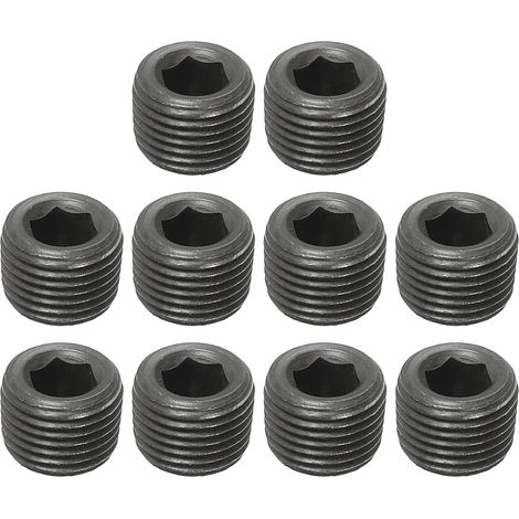 10 Pcs 1/8NPT Mâle Bouchon de Tuyau Douille à Filetage Noir (1/5)