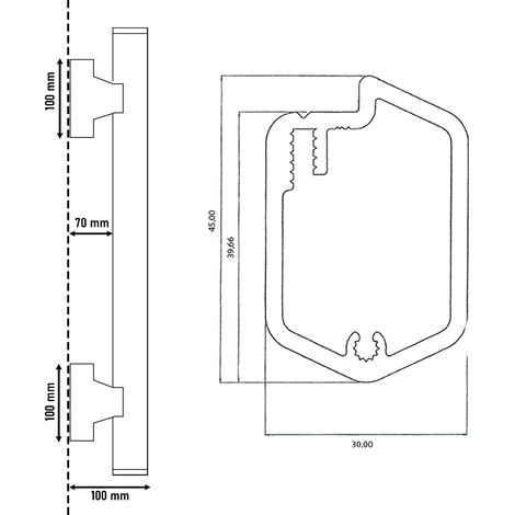 Main courante aluminium 3 mètre - Noir mat laqué 9005 - Kit avec 6 supports muraux et embouts noirs - Sécurité moderne pour rampes et escaliers