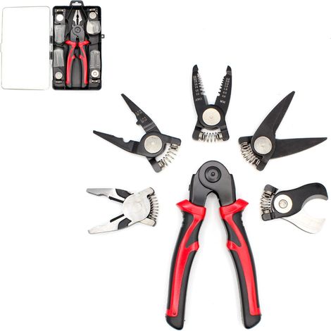 Pince Multifonction 5 En 1 FISHTEC Têtes Interchangeables Universelle Dénuder Long Bec Coupe Câble (1/5)