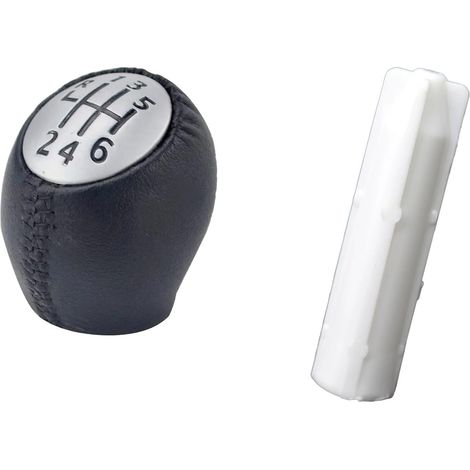 Pomo de la palanca de cambios: Piel, 6 velocidades, diseño ergonómico, resistente a la corrosión - Fácil instalación, adaptador para Renault Laguna II 2001-2008 (1/5)