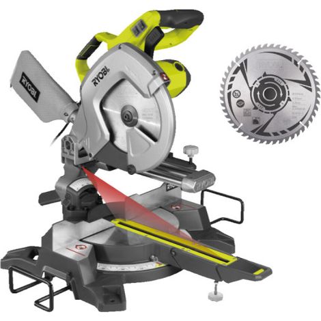 Pack RYOBI Scie à onglet radiale électrique EMS254L - 2000W - 254mm - lame carbure - SB254T48A1