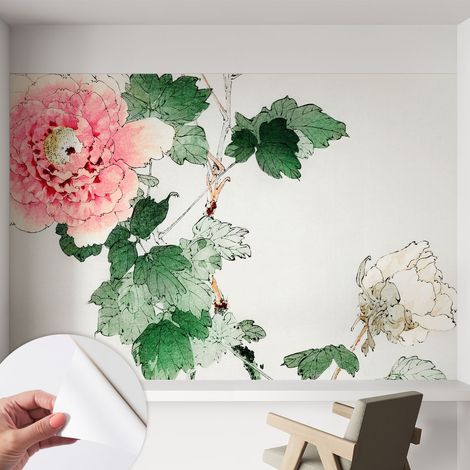 Fototapete Selbstklebend - Wandtattoo - leicht anzubringen - Wandverkleidung Blumige Zartheit 152x104 cm (1/5)