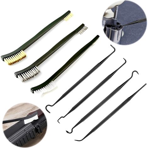 Brosse Métallique Mini - Ensemble de 7 Brosses à Fils en Cuivre Acier Nylon Laiton - Pour Nettoyage Précis de Pièces Métalliques et Surfaces Délicates (1/5)