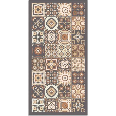 Vinylteppich – 60 x 110 cm – Braunes Zementfliesenmuster – Rutschfest – Für den Innen- und Außenbereich (1/5)