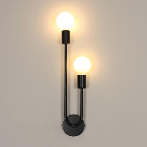 1 Applique Murale Intérieur, Réglable 180°, Métal Noir, Douille E27, Max 60W, Pour Salon Chambre Couloir
