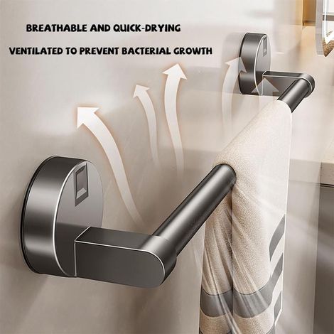 Porte-serviettes à ventouses, sans perçage, design moderne, blanc, 70 cm, salle de bain (1/5)