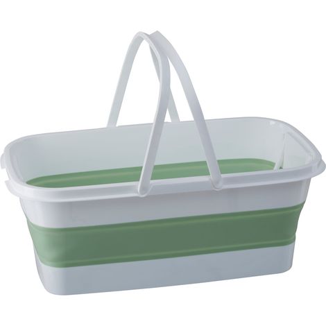 Premier Housewares Collapsible Green White Basket With Comfortable Handles Sturdy Portable And Multipurpose Laundry / Storage / Toys w48 x d27 x h18cm (1/5)