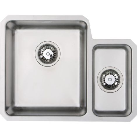 Prima+ R25 1.5 Bowl Undermount Kitchen Sink LH with Waste Kit 580mm L x 450mm W - Stainless Steel (1/2)