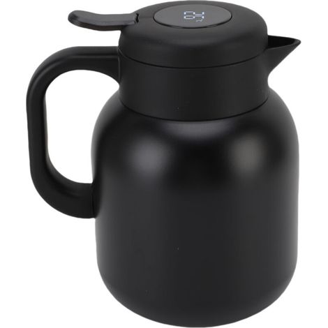 Teiera termica con infusore, 1500 ml, display digitale della temperatura, caraffa in acciaio inox per mantenere calde e fredde caffè, latte e altre bevande, nera -Crezuo
