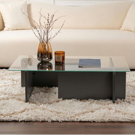 Table basse verre déstructurée – base gris anthracite SALTA (1/5)