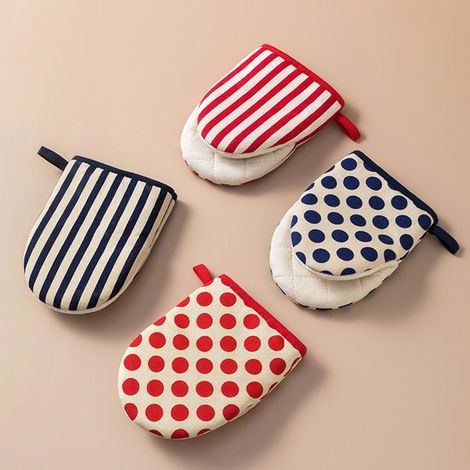 Set di mini guanti da forno in stile retrò - 4 pezzi Resistenti al calore, lavabili ed eleganti Per la cucina, la pasticceria e come idea regalo (1/5)