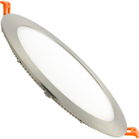 Spot Encastrable Dalle LED Ronde Extra-Plate 15W Argentée Coupe Ø 185 mm Downlight Panel Blanc Froid 6000K - 6500K