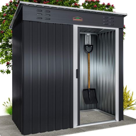 Abri de jardin métal M anthracite, porte coulissante, 164 x 84 x 182 cm (1/5)
