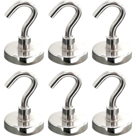Magnetische Haken, 32 mm starker Neodym-Magnet, Küchenzubehör für Geräteschuppen, 6er-Pack