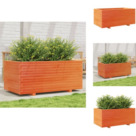 Jardinière cire marron 110x60x49,5 cm bois de pin massif - Jardinieredécorative - Jardinière Extérieure - Pot De Fleurs En Bois - Jardinière En Pin - Bac À Fleurs (1/5)