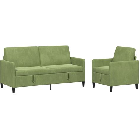 Sofa Set mit Stauraum 2 stk. Hellgrün Polyester vidaXL