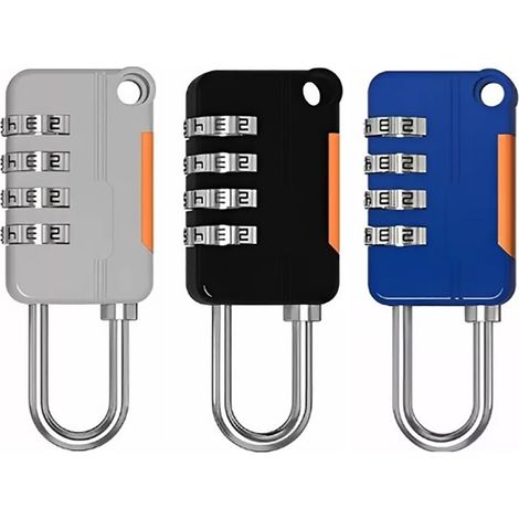 Lot de 3 cadenas à combinaison portables à 4 chiffres, réinitialisables, pour valises, sacs à dos, sacs de voyage et sacs de sport. (1/5)