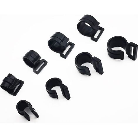 CSPARKV Lot de 20 pinces en plastique pour poteau de tente de 20 mm - Réutilisable - Noir - Clips C pour fixer la bâche de tente (1/5)