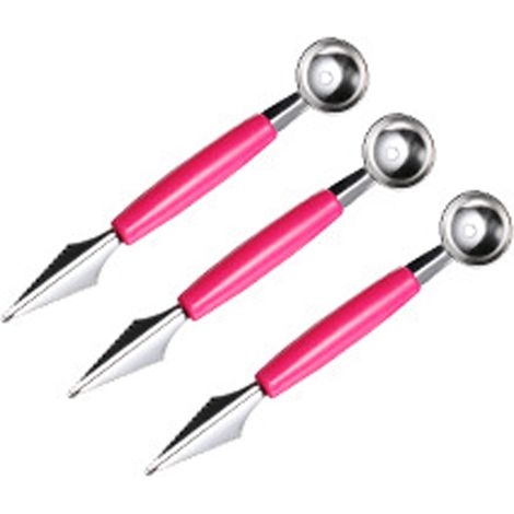 Cuillère À Boules Double Extrémité - Pour Pastèque Melon Fruits Et Glace - Acier Inoxydable - 1 Pièce (1/5)