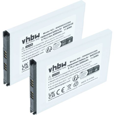 vhbw 2x Akku kompatibel mit Datalogic Axist, DL-Axist Handheld Computer Scanner (3200 mAh, 3,8 V, Li-Ion)