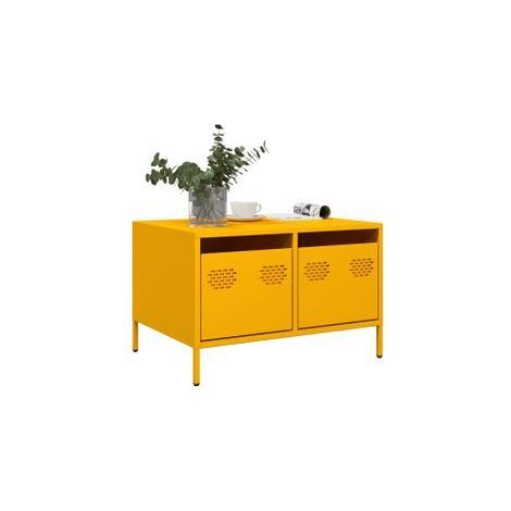 Meuble TV jaune moutarde 68x50x43,5 acier laminé à froid (1/5)
