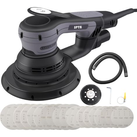 Ponceuse orbitale électrique sans balais aléatoire 6 mm pour le travail du bois, le ponçage et le polissage, vitesse variable 4000-10000 tr/min, avec 12 papiers abrasifs (1/5)
