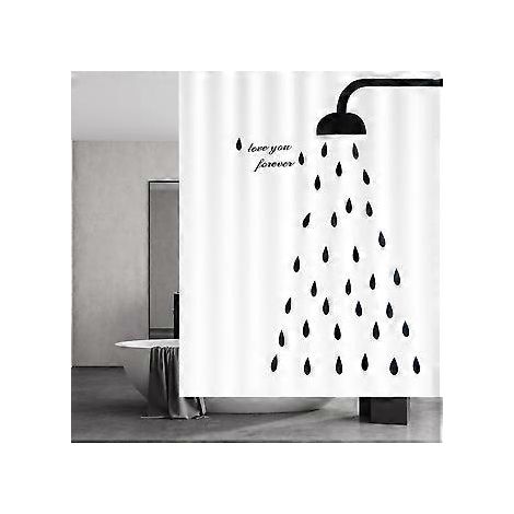 Rideau de douche 180x200cm, séchage rapide, anti-moisissure, imperméable et lavable, accessoire de salle de bain avec 11 crochets (1/5)