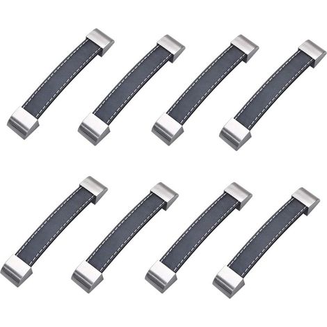 BRAVIX 8Pcs Poignée de Cabinet Poignées de Porte de Tiroir,Poignée de Cabinet Doux en Cuir PU pour Portes Armoires Armoires Valise,128mm (1/4)