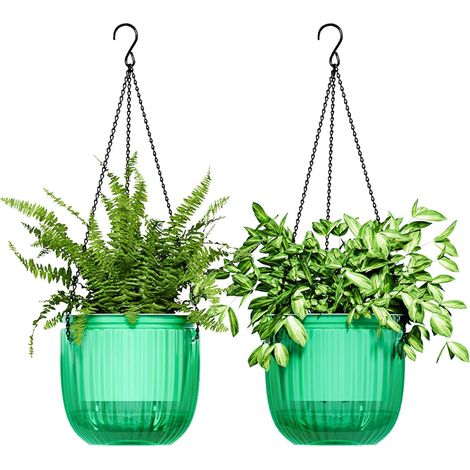 Jardinières suspendues pour Plantes d'intérieur Pots à arrosage Automatique avec Trou de Drainage Lot de 6.5 Pouces Jardinières suspendues pour Plantes d'extérieur avec 3 Crochets à chaînes (1/5)