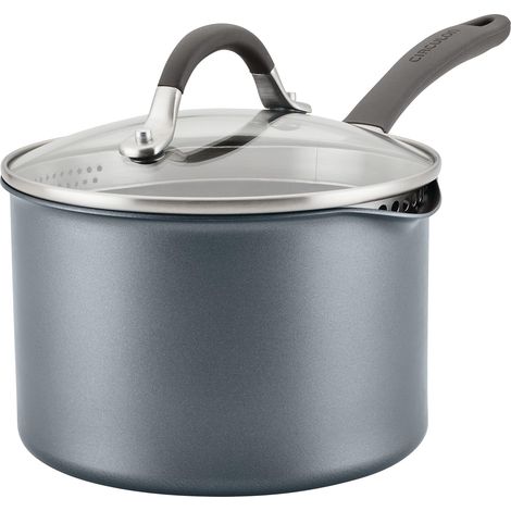 Circulon Casseruola antiaderente antigraffio con coperchio, 18 cm – 2,8 l, pentola a induzione con coperchio scolapasta e bordi versatori, pentole lavabili in lavastoviglie e forno, finitura in peltro (1/5)