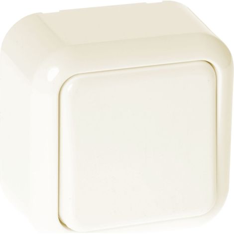 Interrupteur beige ancien à une touche, 6 x 6 x 3 cm