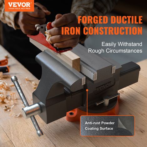 Étau Établi Polyvalent Largeur Mâchoire 16,7 cm Étau Atelier Enclume Fonte Ductile Ouverture Vers l'Avant 16,5 cm Inverse 23,5 cm Base Pivotante 360° 4 Boulons pour Perçage Coupe Serrage Tuyaux (1/5)