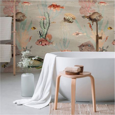 Photo wallpaper Profhome 398711 hot embossed non-woven wallpaper smooth with pattern for kids matt grey pink green green 1.59 m x 2.8 m (1/4)