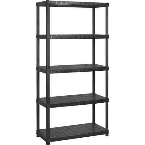 vidaXL Estanterías almacenaje 5 niveles plástico negro 183x45,7x185cm (1/2)