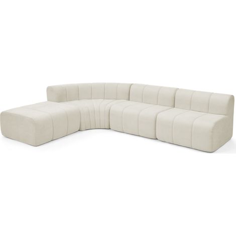 Divano angolare modulare a 4 posti in ciniglia beige (1/5)