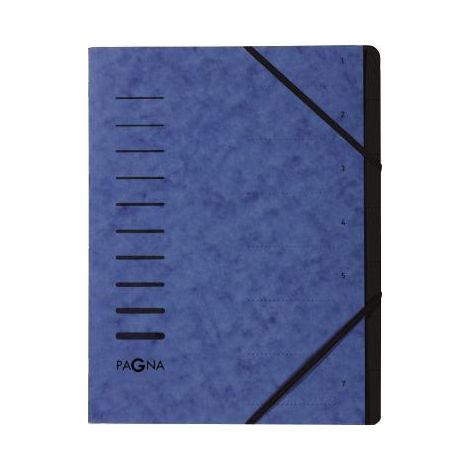 Ordnungsmappe DIN A4 240g/m² Pressspankarton Farbe: blau Farbe des Fächerblocks: schwarz 7 Fächer (1/4)