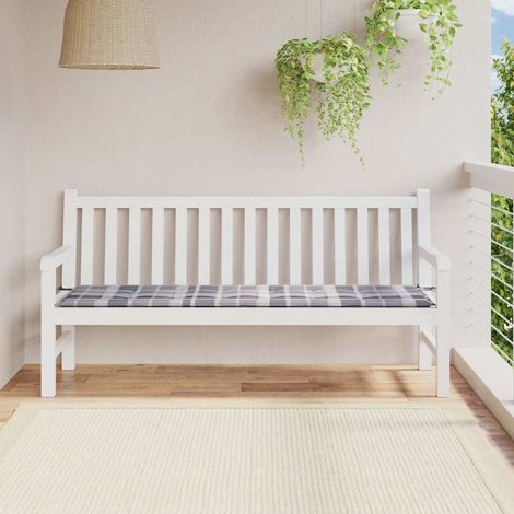 vidaXL Cojín de banco de jardín tela Oxford a cuadros gris 180x50x3 cm (1/5)